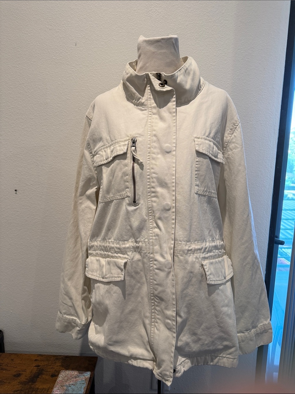 O'Neill Cream Utility Jacket with Stand Collar